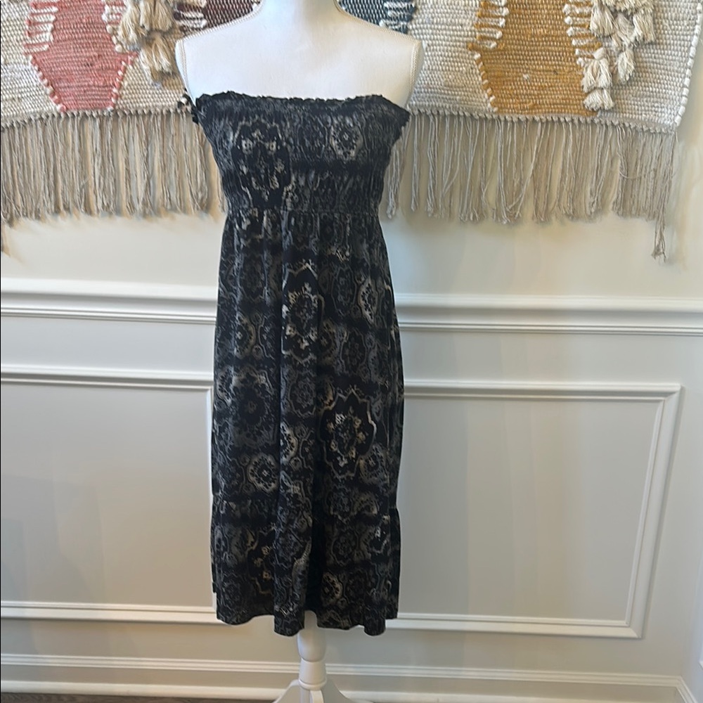 Express Black and Gray Strapless Dress